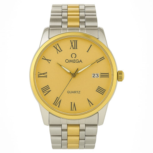 Omega Classic Gold Dial Menโs Quartz Watch